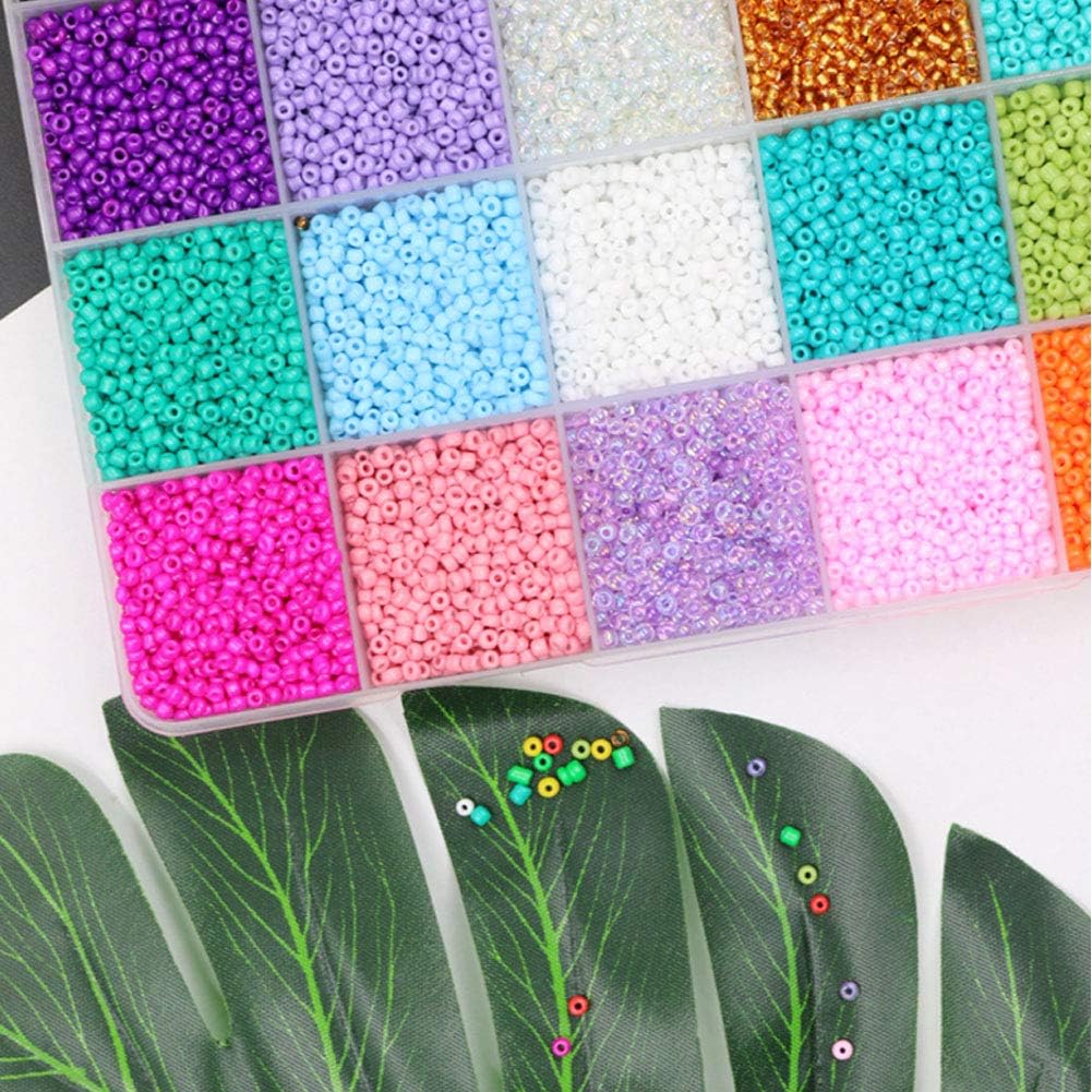 Aofieijew – Cuentas de cristal de 24 colores, 120, 60, redondas, transparentes, cuentas de poni de 0.079 in, cuentas espaciadoras para manualidades,