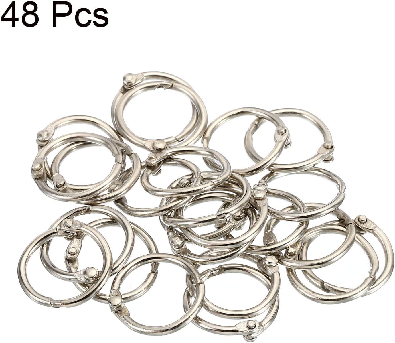 PATIKIL Anillos de hojas sueltas de 0.8 pulgadas de diámetro exterior, paquete de 48 anillos de acero para libros, álbumes de recortes, cuadernos,