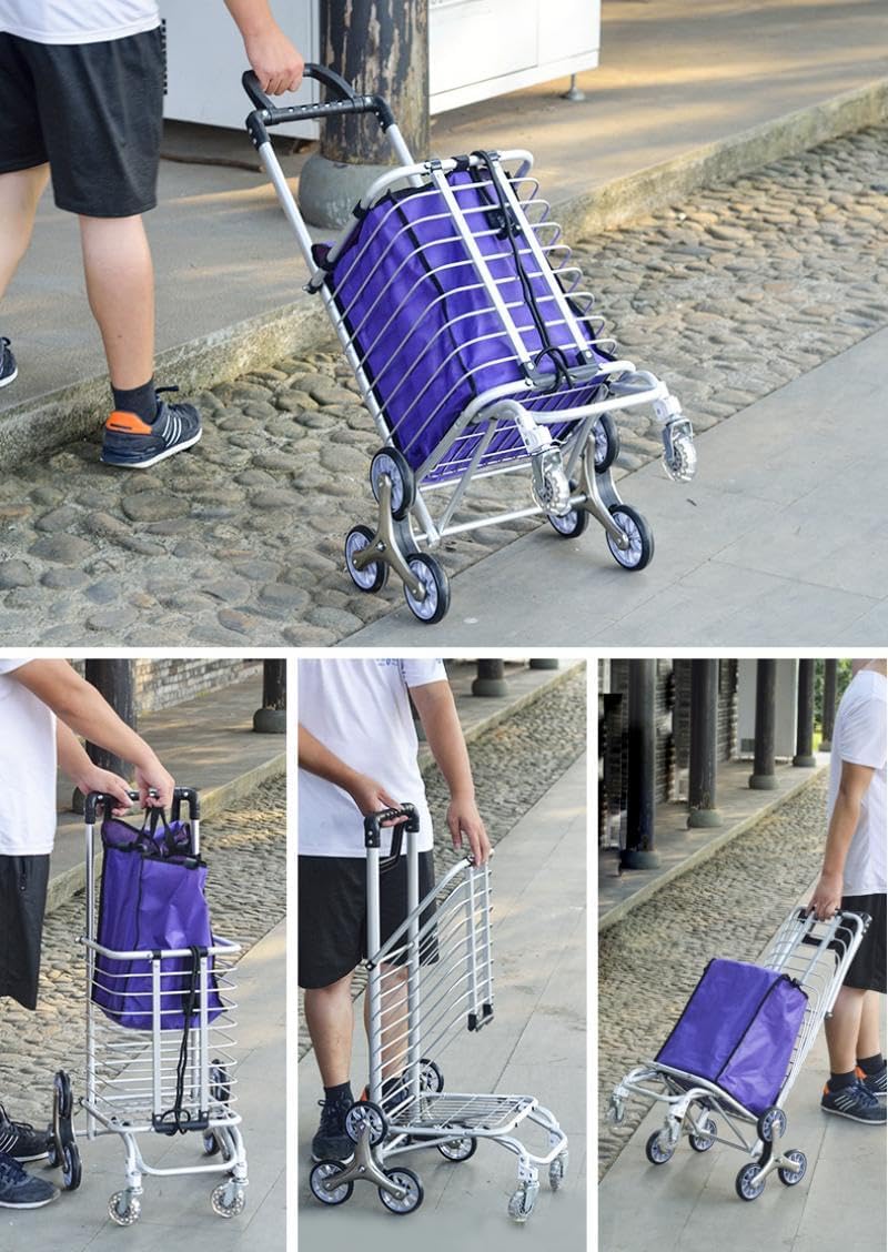YYW Carrito plegable con ruedas, carrito de la compra, portátil, carrito de utilidad, carritos de escalera resistentes con cuerda elástica ajustable