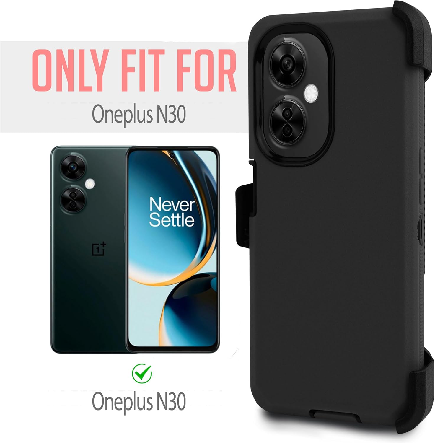 6goodeals Funda para Oneplus Nord N30 5G, Defender Case Heavy Duty a prueba de golpes a prueba de polvo con clip para cinturón Funda protectora