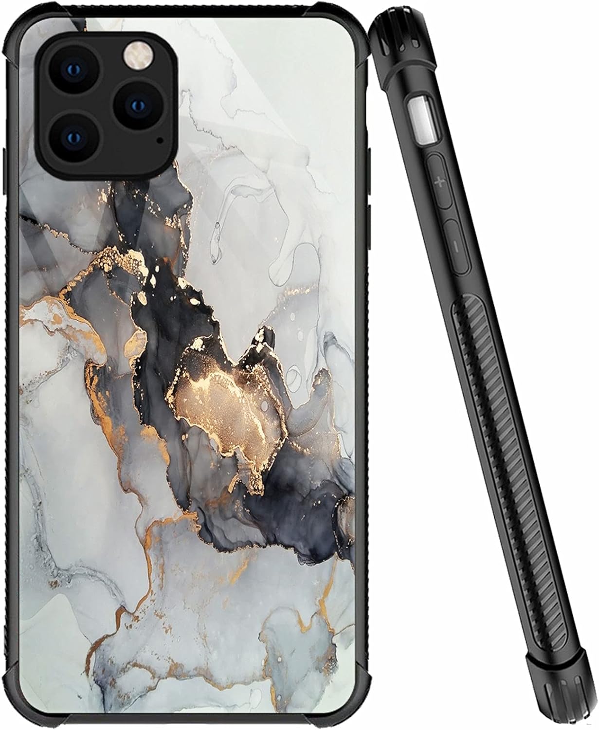ZHEGAILIAN Funda compatible con iPhone 13 Pro Max, diseño de mármol negro y blanco, antiarañazos, 13 Pro Max para niños y hombres, diseño de cuatro