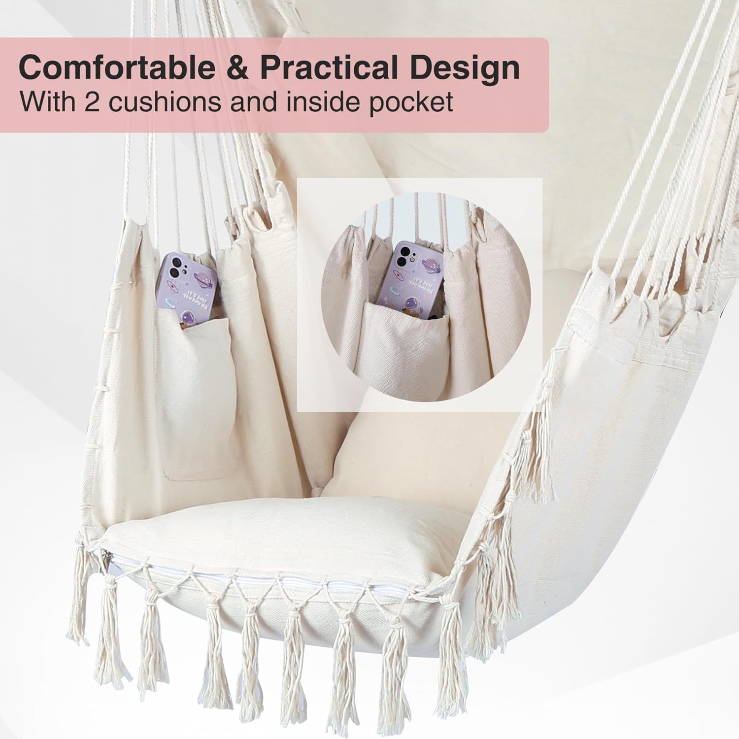 RedSwing Silla hamaca con soporte, silla colgante portátil para adultos, marco de hamaca de acero resistente con columpio colgante para interiores y