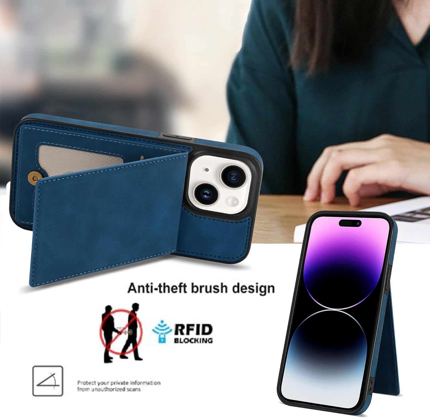 Asuwish Funda de teléfono para iPhone 15 Plus de 6.7 pulgadas, funda tipo cartera con protector de pantalla y soporte delgado para tarjeta de