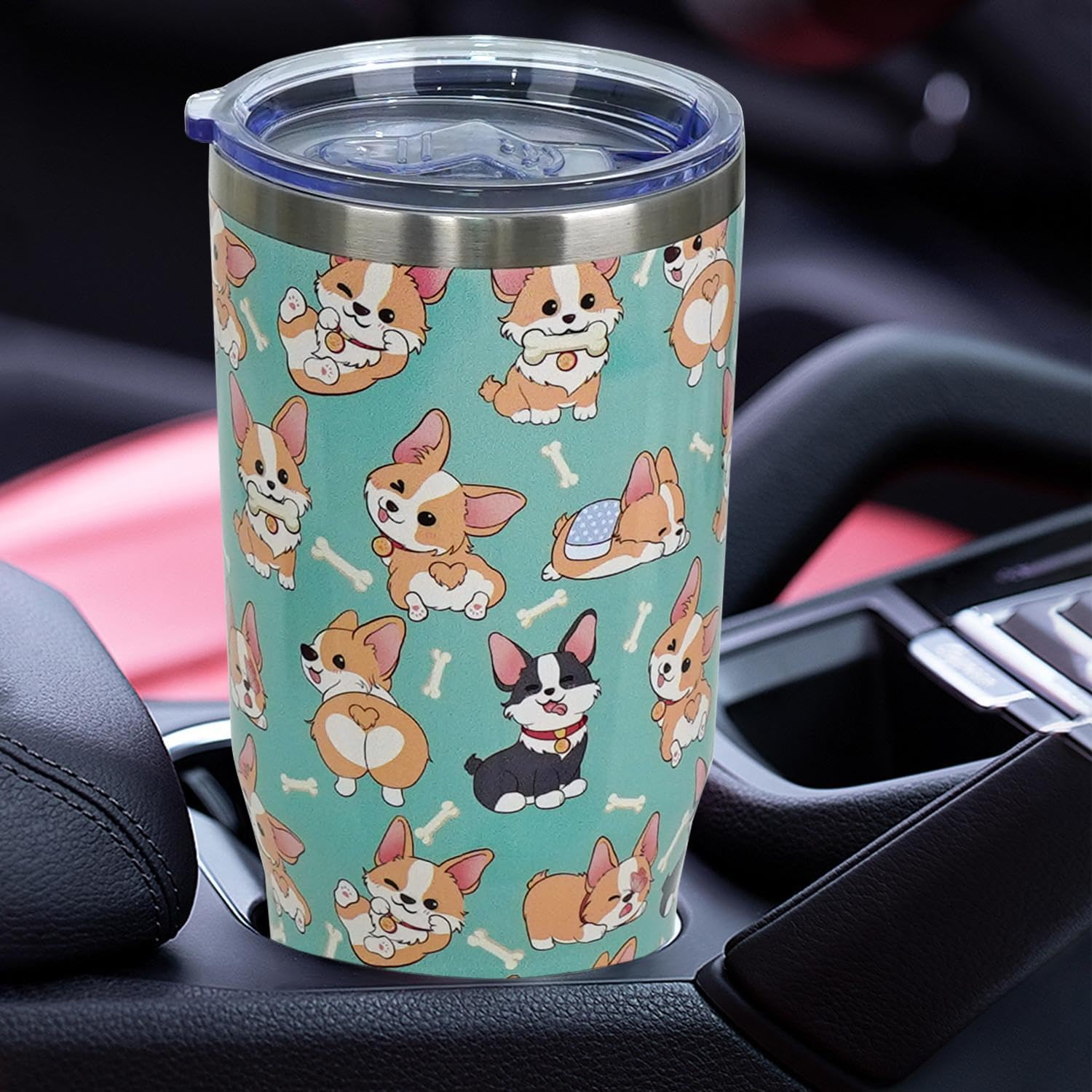 Vaso de 40 onzas con asa y pajita, botella de agua Corgi Stuff de acero inoxidable con aislamiento de Corgi, taza de viaje de café Corgi, regalos