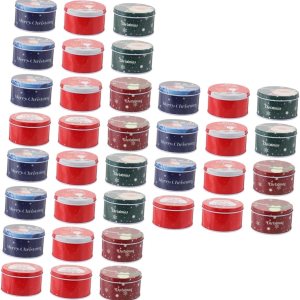 Abaodam 36 cajas de tarro de caramelo de Navidad, pequeños tarros de dulces con tapas, latas de galletas festivas, lata de galletas de Navidad, lata Abaodam 36 cajas de tarro de caramelo de Navidad, pequeños tarros de dulces con tapas, latas de galletas festivas, lata de galletas de Navidad, lata
