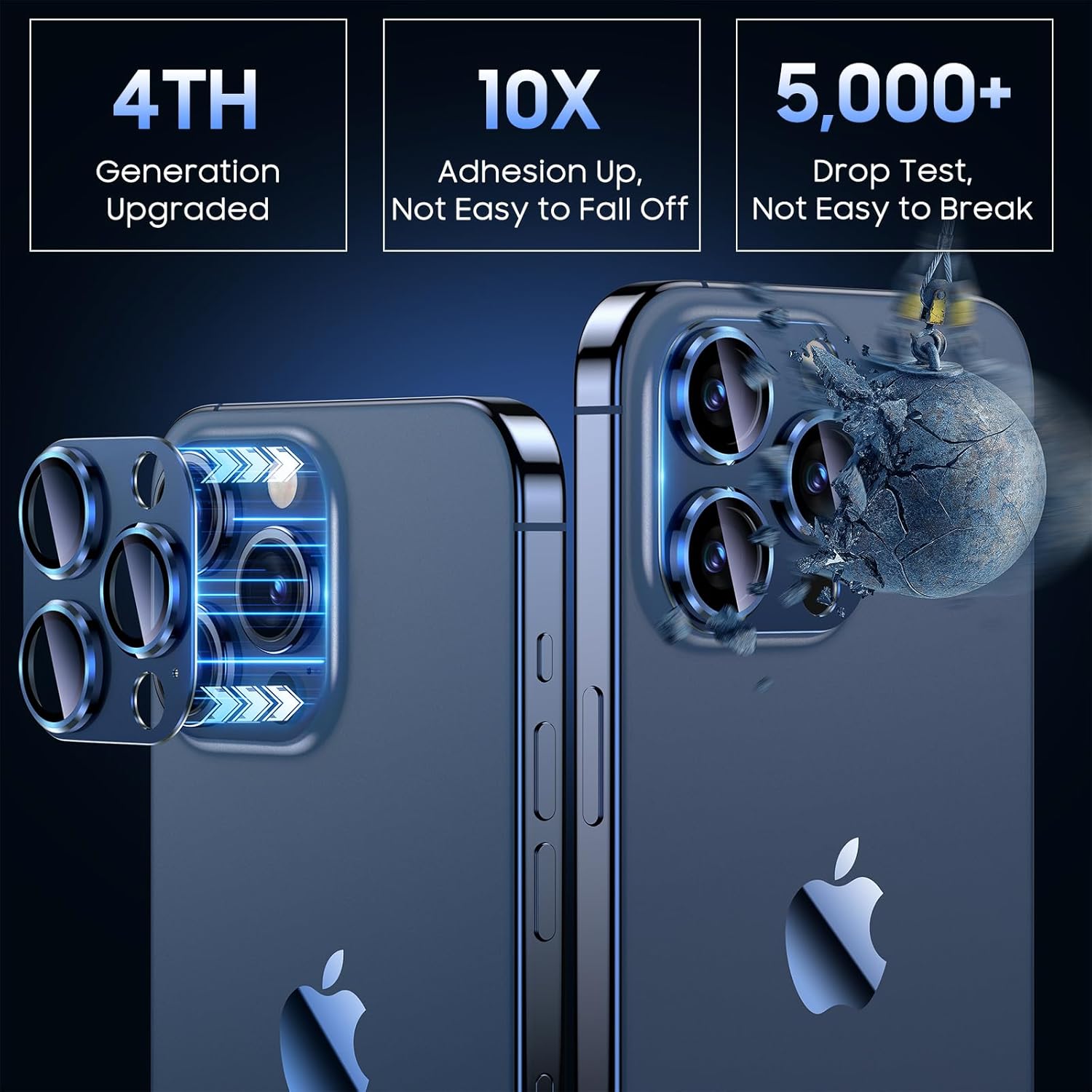 Uyiton Protector de lente de cámara compatible con iPhone 15 ProiPhone 15 Pro Max, no es fácil de romper fuerte absorción compatible con fundas