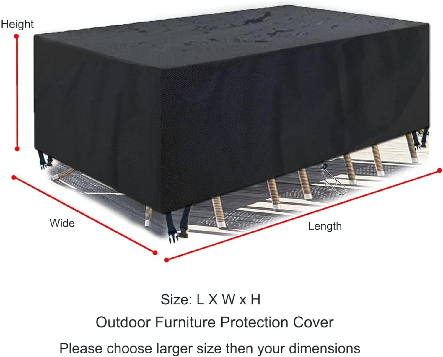 Juego de fundas impermeables para muebles de patio de invierno, 70.9 x 47.2 x 39.4 in, para uso general, para exteriores, muebles de patio, 600D