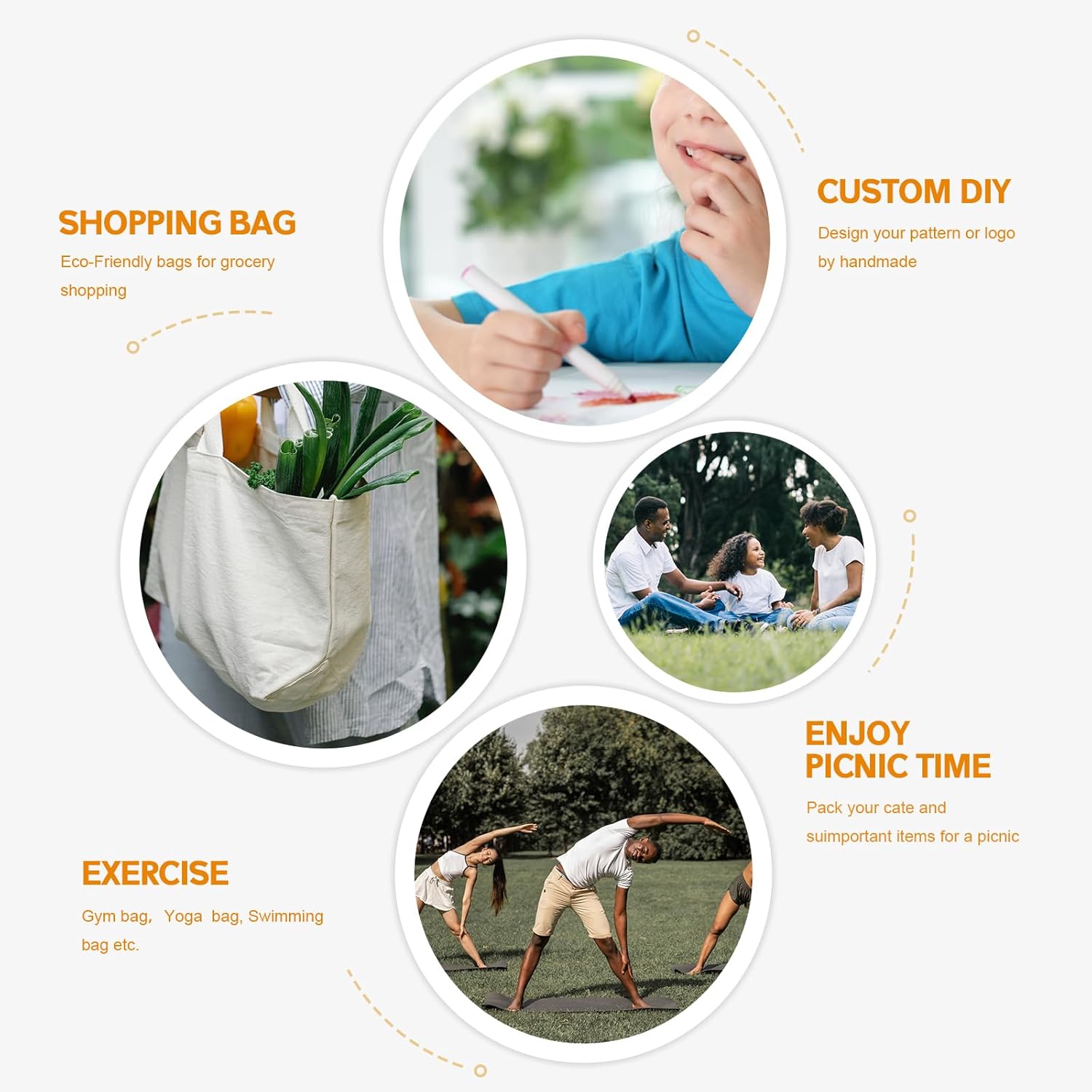 Bolsa de lona, bolsas reutilizables con asas resistentes, bolsa estética para regalos de cumpleaños, compras, viajes