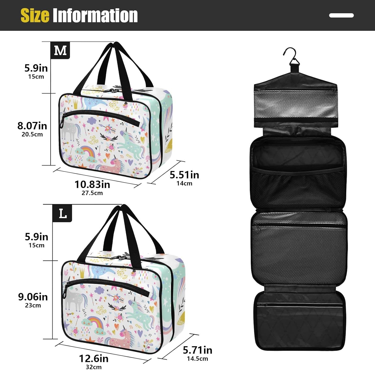 Sinestour Neceser para mujer, bolsa de maquillaje de viaje, organizador de bolsas de cosméticos, bolsa de aseo colgante para mujeres y hombres,