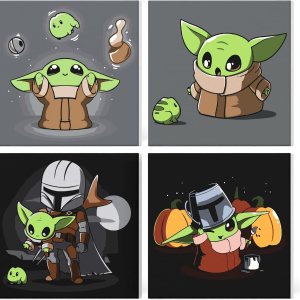 NAIMOER Paquete de 4 pinturas por números para niños, lienzo enmarcado para adultos y niños, pintura Yoda por números para niños de 8 a 12 años, NAIMOER Paquete de 4 pinturas por números para niños, lienzo enmarcado para adultos y niños, pintura Yoda por números para niños de 8 a 12 años,