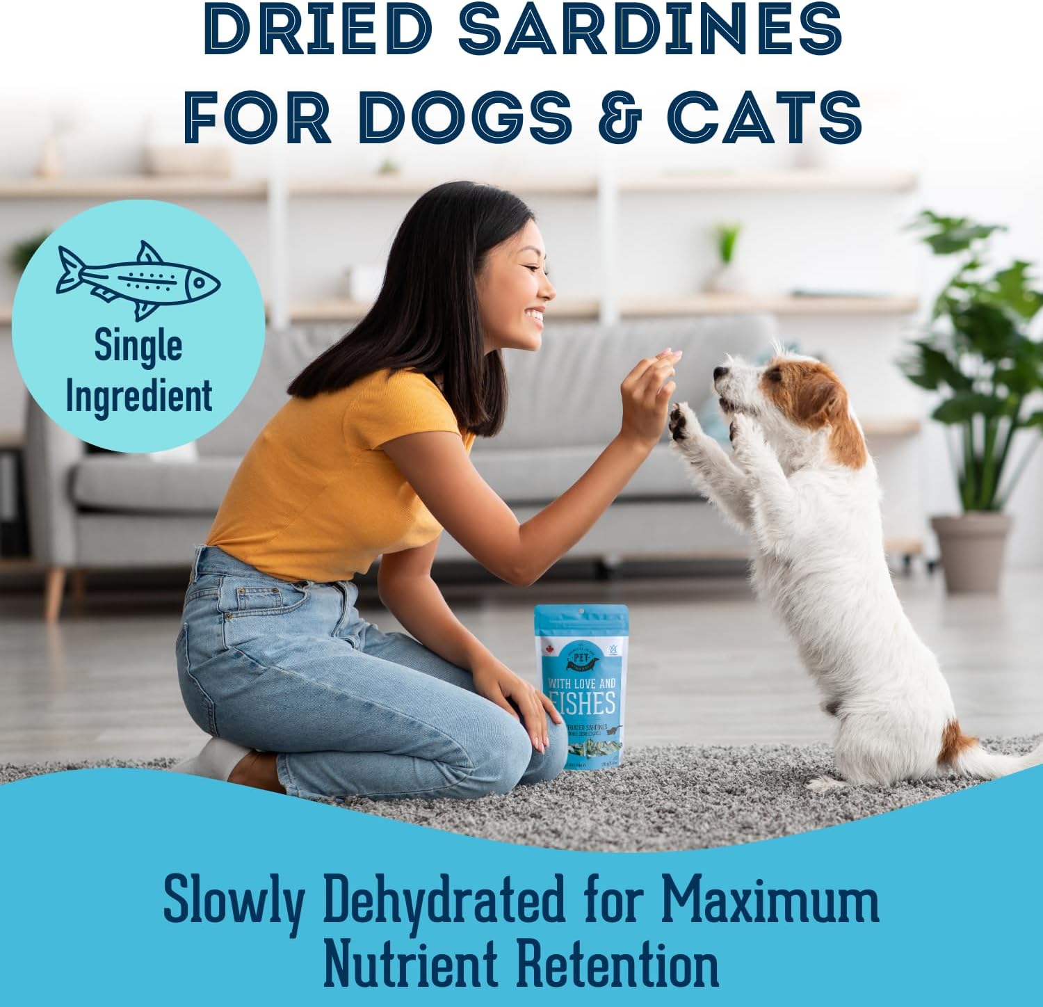 The Granville Island Pet Treatery Sardinas para perros y sardinas para gatos (3.17 onzas, paquete de 1)  Golosinas deshidratadas de un solo