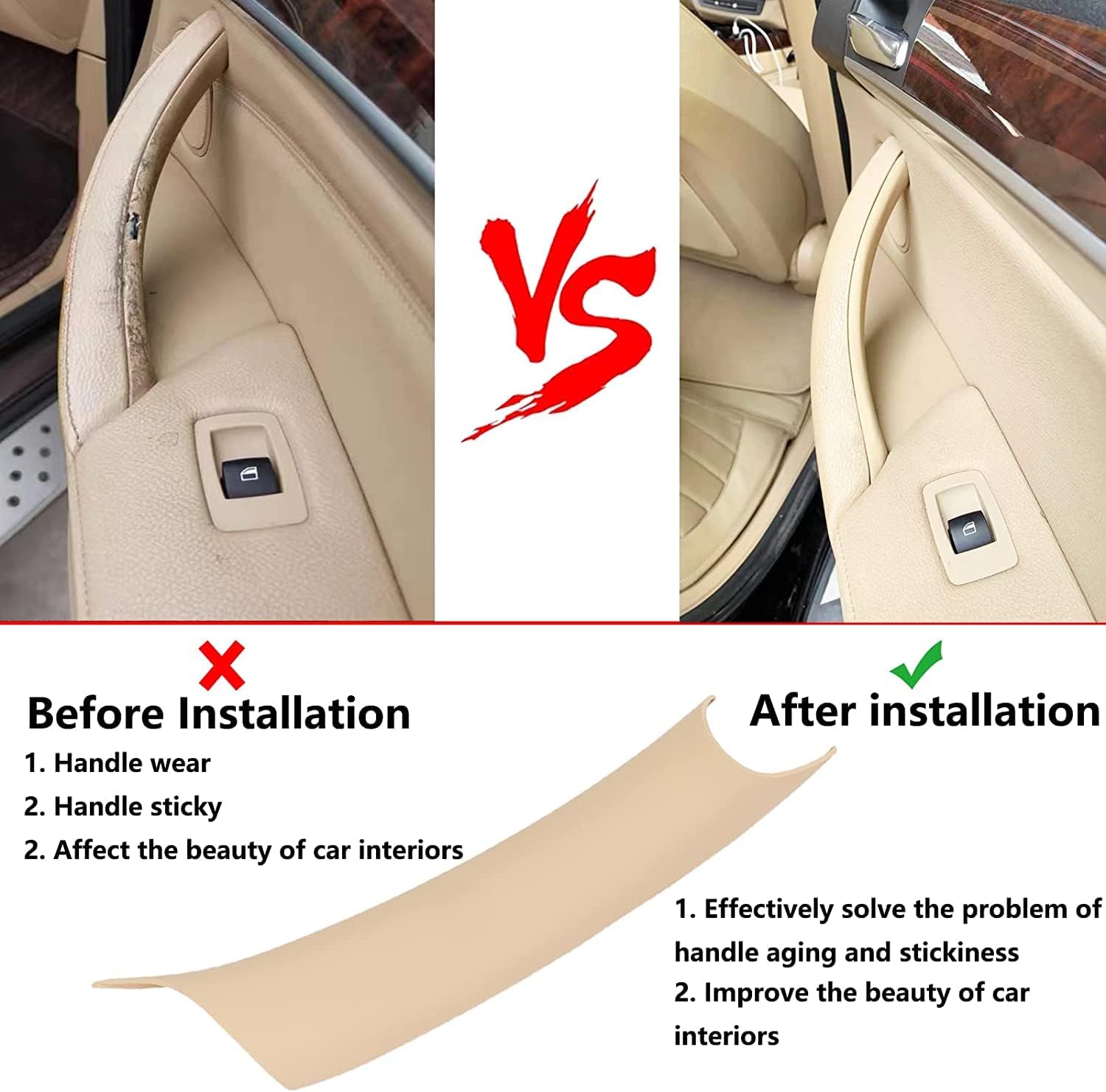 Cubiertas de manija de puerta compatibles con BMW X5 Series F15F85 2014-2018, BMW X6 Series F16F86 2015-2018 (3 piezas) (beige)