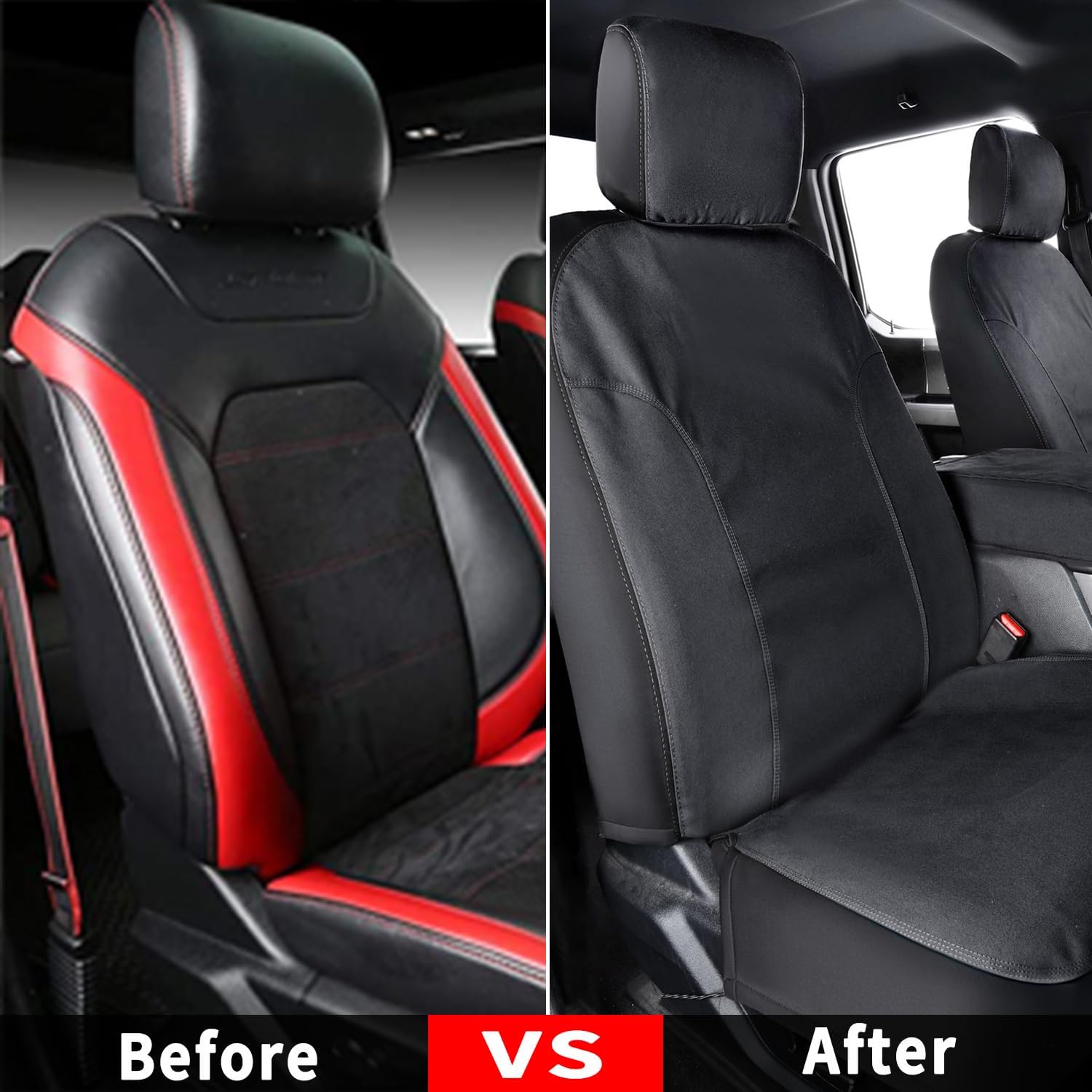 Coverado Fundas de asiento delantero, protector de asiento de lona impermeable para cojines de asiento de automóvil para niños y perros, fundas de