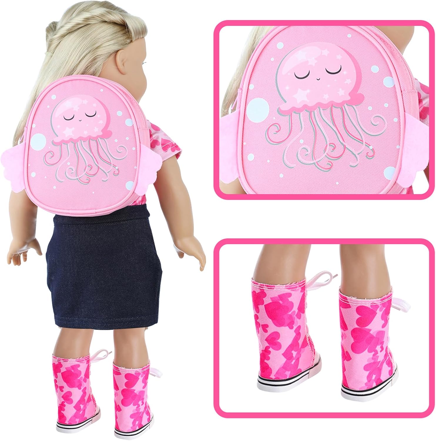 Ecore Fun Juego de 6 tiendas de campaña para muñecas de 18 pulgadas y accesorios que incluyen tienda de campaña para muñecas de 18 pulgadas, mochila