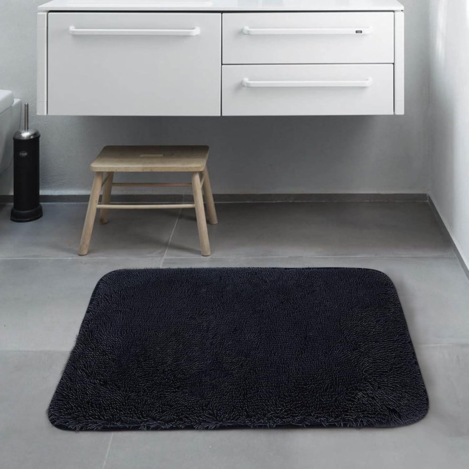 Alfombra de baño absorbente, alfombra de baño negra, alfombra de bienvenida para sala de día, sala de estar, alfombras para el hogar, productos de