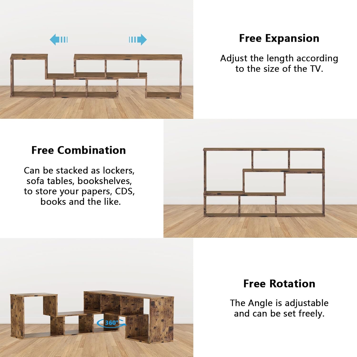 DKLGG Soporte de TV de 2 piezas, combinación gratuita, centro de entretenimiento para juegos, soporte moderno para TV de 50 o 65 pulgadas, estante