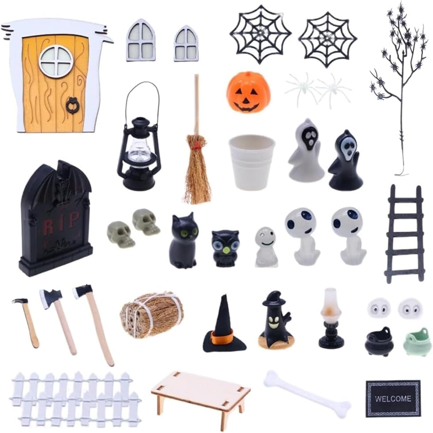 BinaryABC Casa de muñecas de Halloween, accesorios de jardín en miniatura, accesorios de jardín de hadas de Halloween, accesorios de pueblo de