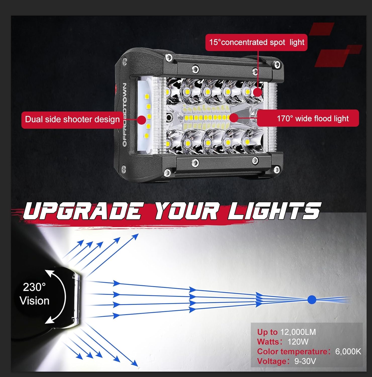 OFFROADTOWN Barra de luz LED de 18 pies con cápsulas LED