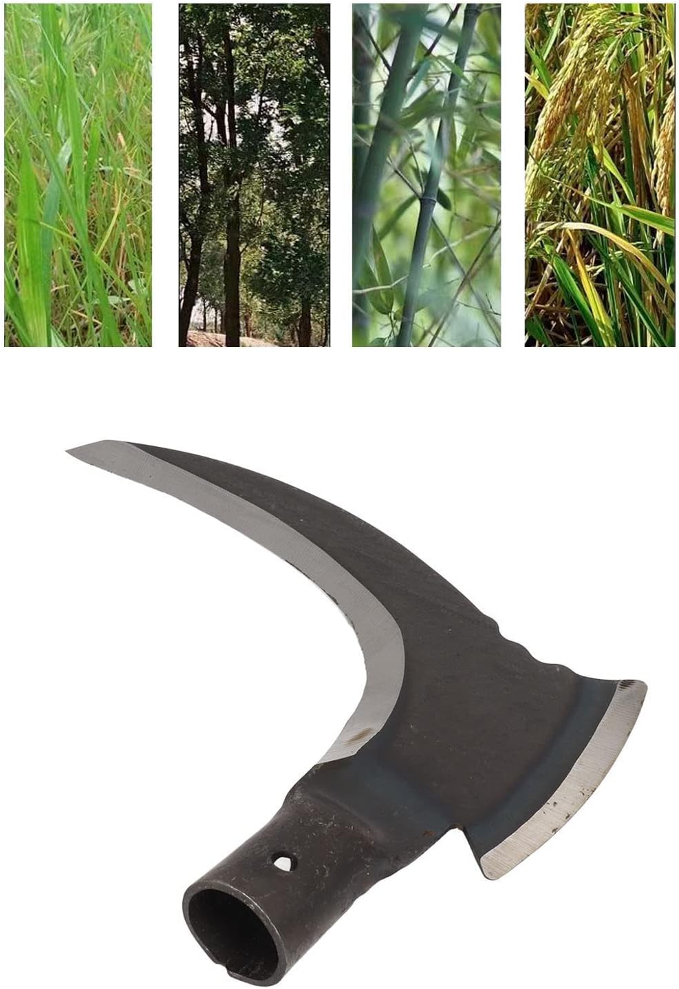 VBESTLIFE Guadaña doble de acero al manganeso, portátil, multifuncional, cortar árboles, doble hoz para jardinería, herramientas manuales, hierba y