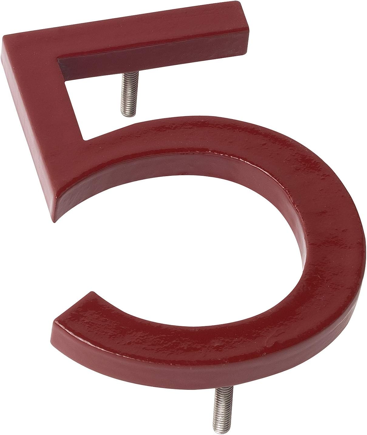 Montague Metal Products MHN-12-F-BR1-5 Números flotantes modernos de aluminio cepillado sólido, 12 pulgadas, ladrillo rojo con recubrimiento en polvo
