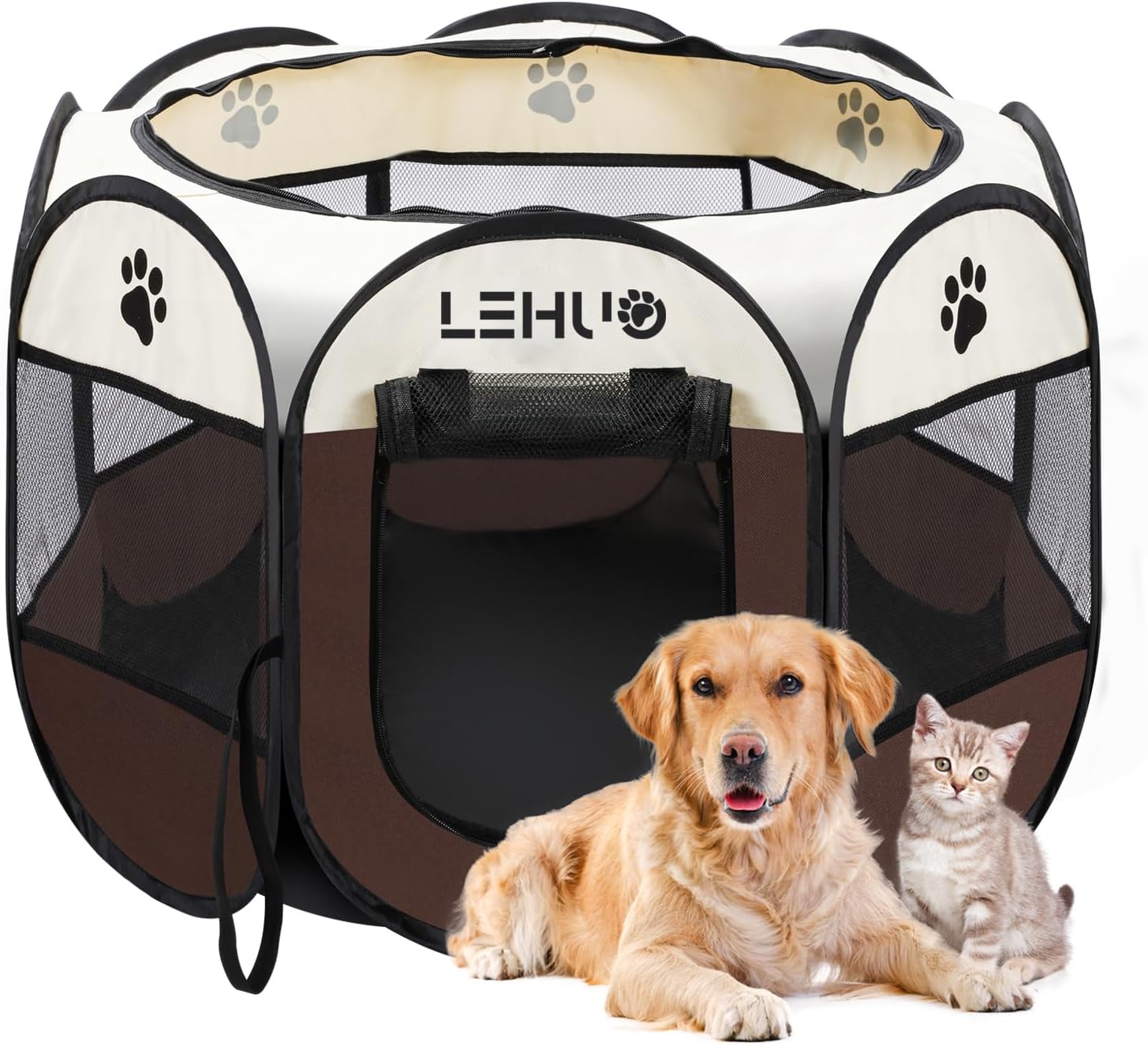 Corralito para perros para interiores, portátil, plegable, para mascotas, tela Oxford 600D de alta calidad, 45 pulgadas, con cremallera superior,