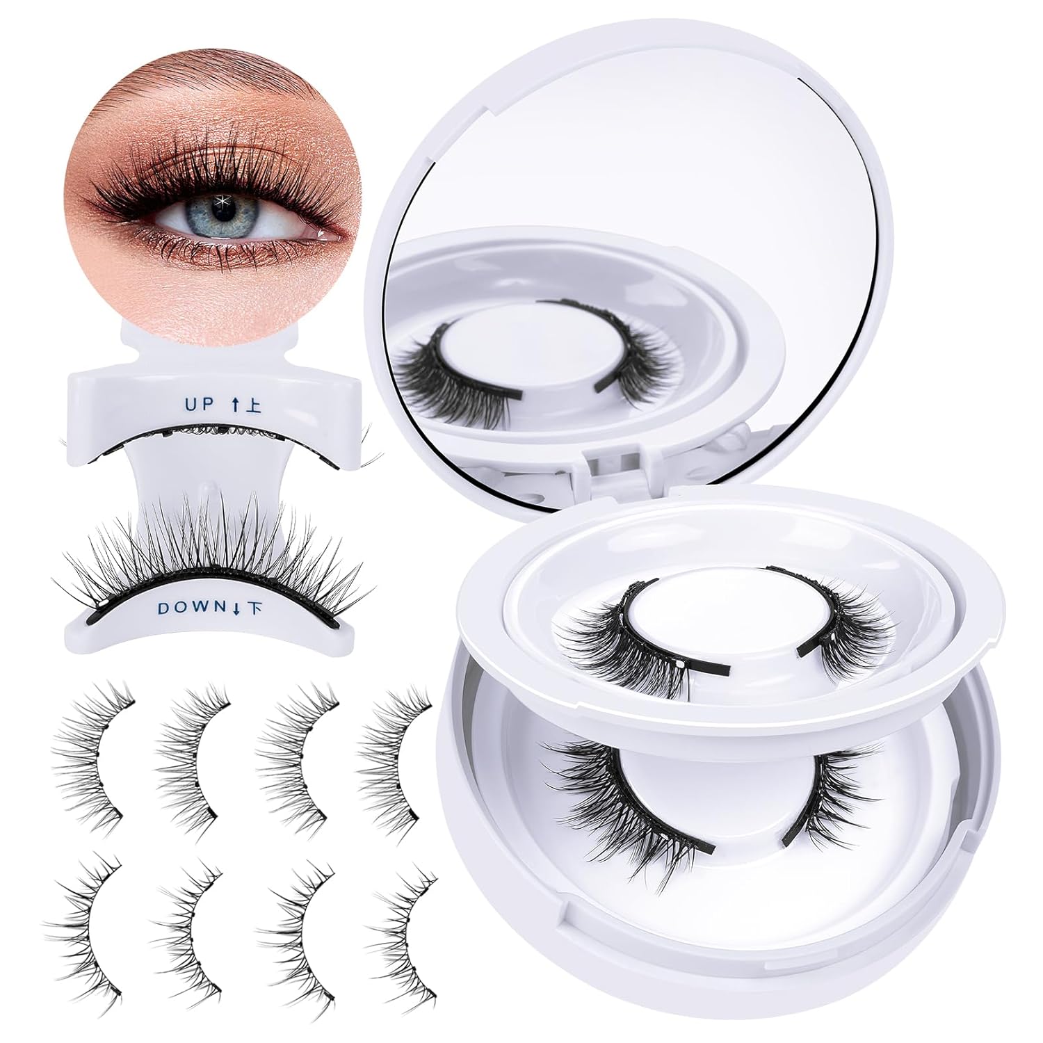 B&Qaugen Pestañas magnéticas, 2 pares de pestañas magnéticas, pestañas magnéticas naturales con aplicador, ojos de gato y ojos de muñeca, pestañas