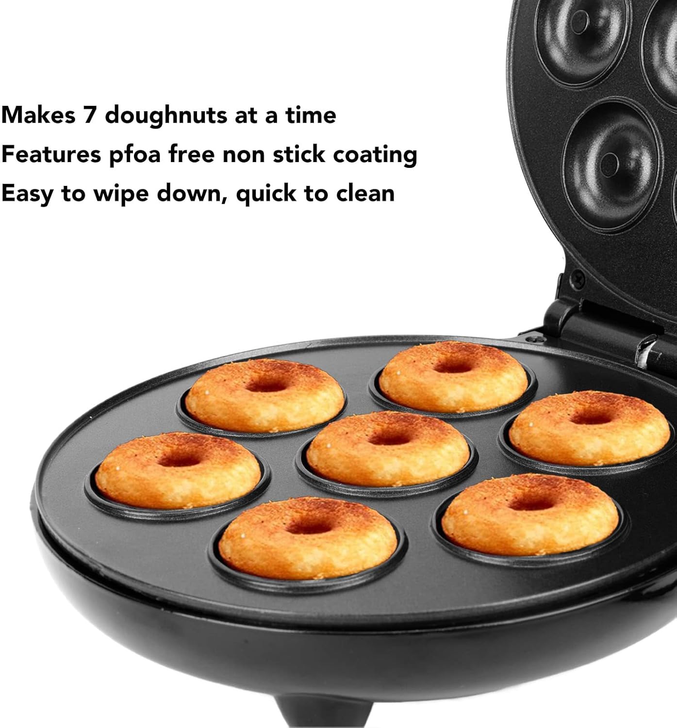 Máquina para hacer donas, mini máquina de donas de 1000 W de doble cara con superficie antiadherente para desayunos, aperitivos, postres y más, hace