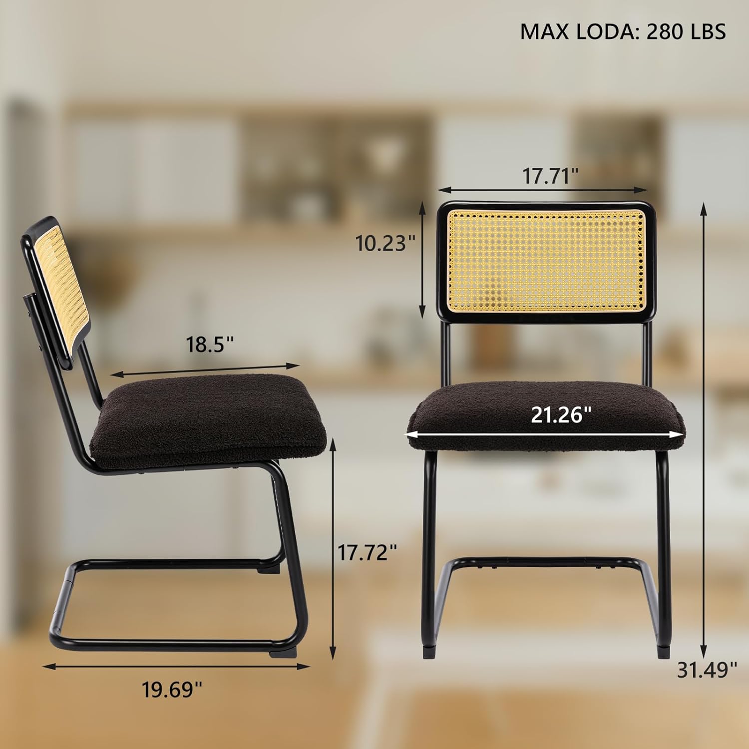 Sillas de comedor modernas de mediados de siglo, sillas laterales de cocina con asiento tapizado y patas cromadas de metal, sillas de comedor de