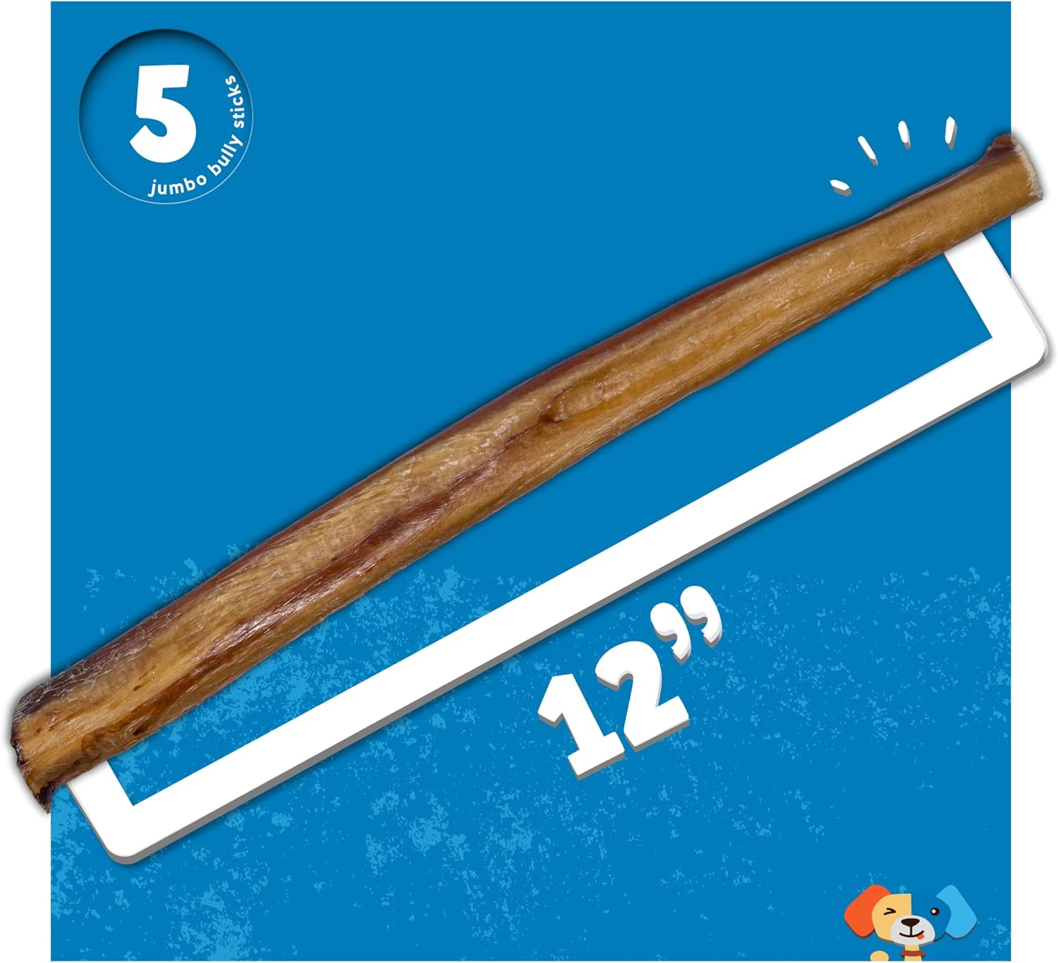 Jack&Pup Bully Sticks de 12 pulgadas para perros grandes  Palitos de carne sin olor jumbo de larga duración  Todos los palitos naturales 100% de