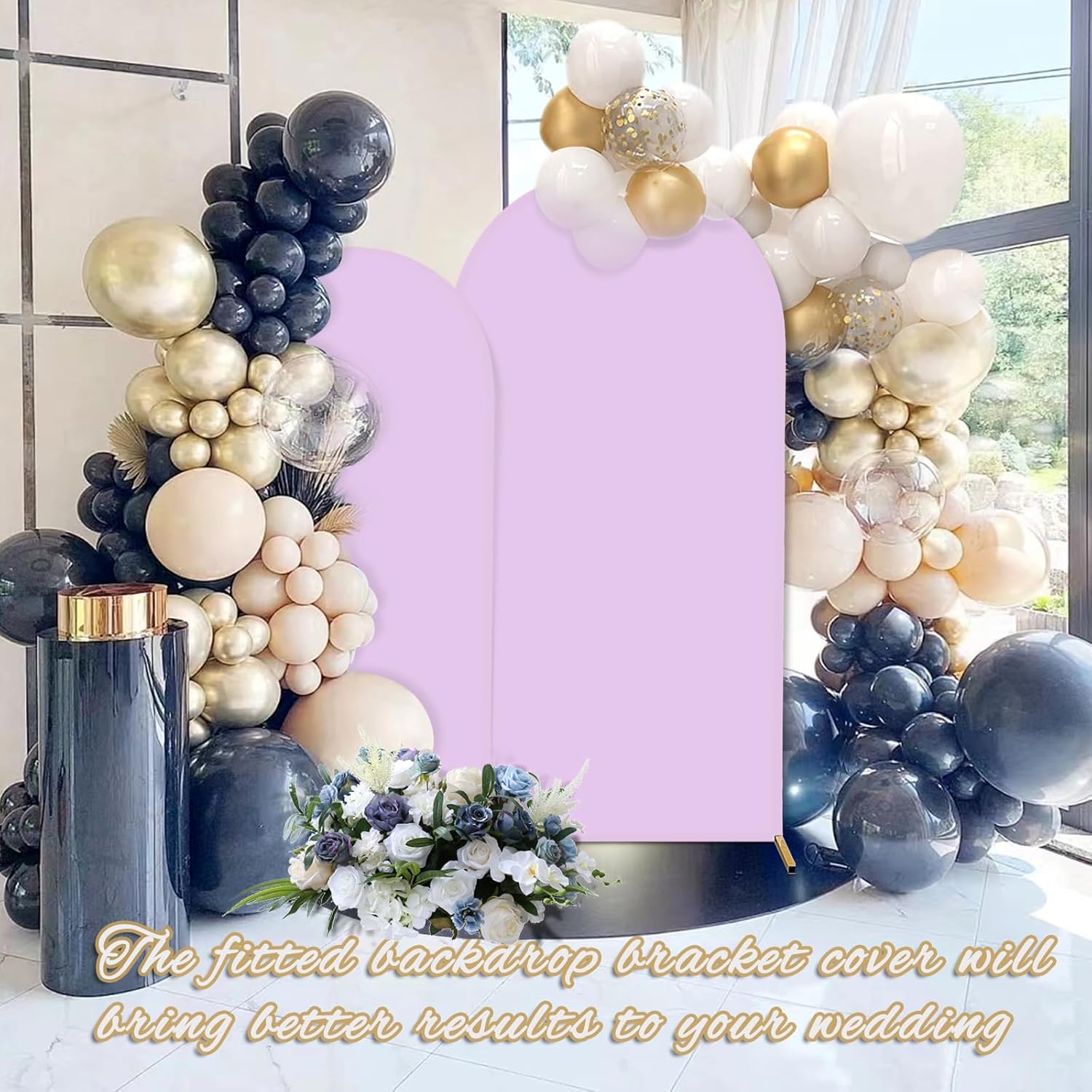 Cubierta de fondo de arco ajustable de elastano, 2 lados, lavanda, 3.3 x 6.6 pies, para boda, baby shower, decoración de fiesta de cumpleaños