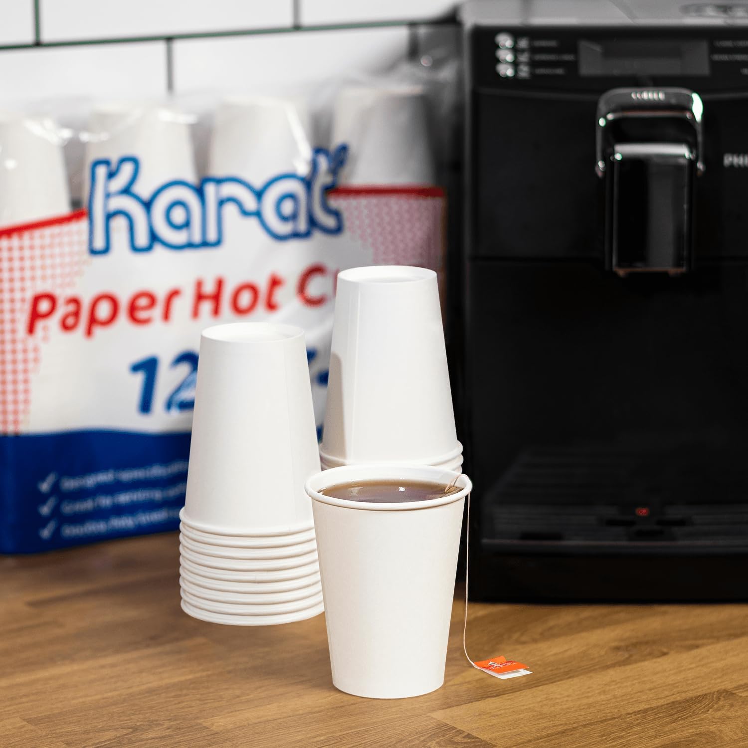 Karat Vasos calientes de papel blanco de 12 onzas, paquete de 300, tazas de café desechables, perfectas para llevar bebidas y fiestas, resistentes,