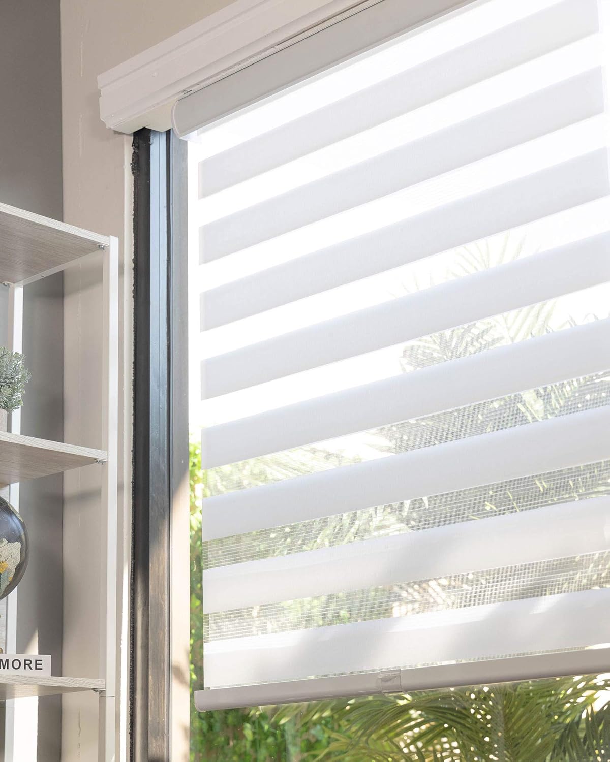 CHICOLOGY – Sombras de cebra sin varillas para uso diario, tratamiento de doble capa para ventana de filtrado de luz, ideal para niños y perfecto
