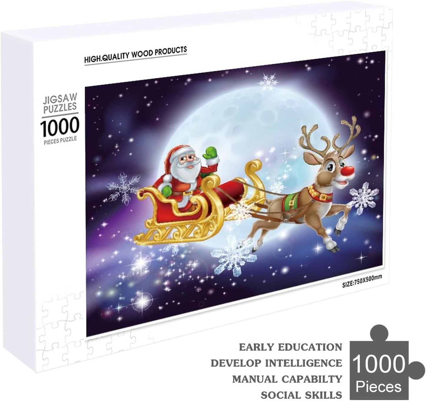 Rompecabezas para adultos de 1000 piezas, rompecabezas de dibujos animados de Navidad de Papá Noel, rompecabezas divertido para la familia