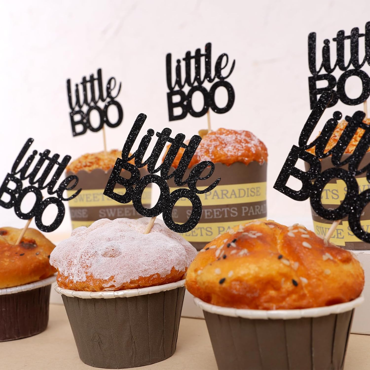 12 piezas hechas a mano para cupcakes Little Boo  Decoraciones de Halloween Baby Shower, decoración de octubre Baby Shower, pancarta de otoño para