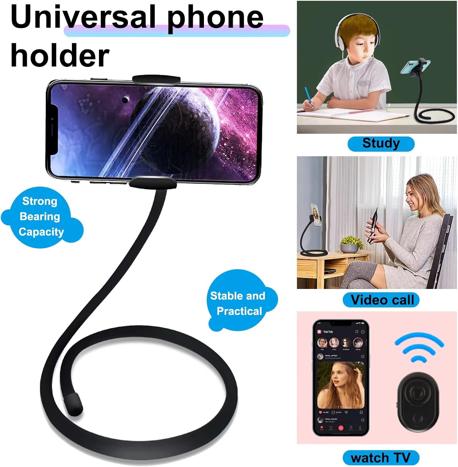 Soporte de cuello de cisne para teléfono celular con abrazadera, soporte perezoso, soporte para teléfono para cama, soporte de montaje flexible para
