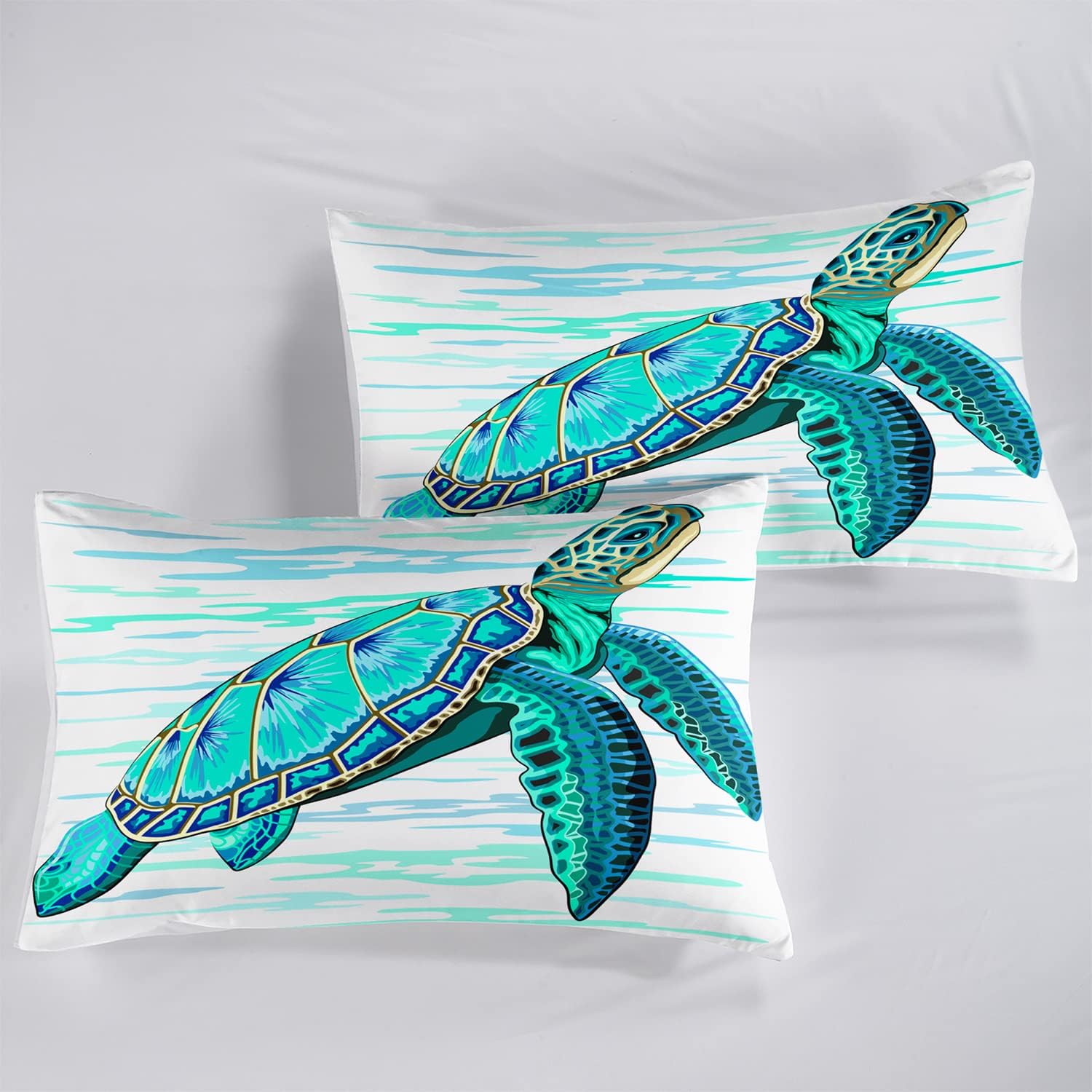 CVHOUSE Juego de sábanas bajeras de tortuga marina, tamaño matrimonial, juego de ropa de cama de tortuga para niños y niñas, 1 sábana encimera y 1