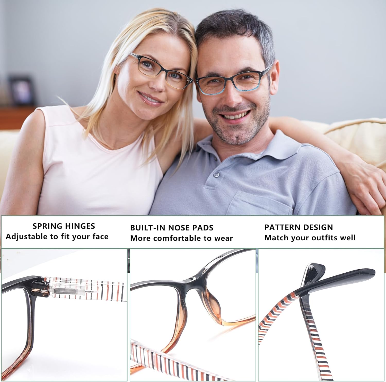 CLASAGA Reading Glasses for Women, Pattern Print Blue Light Blocking Stylish Ladies Computer Readers Eyeglasses