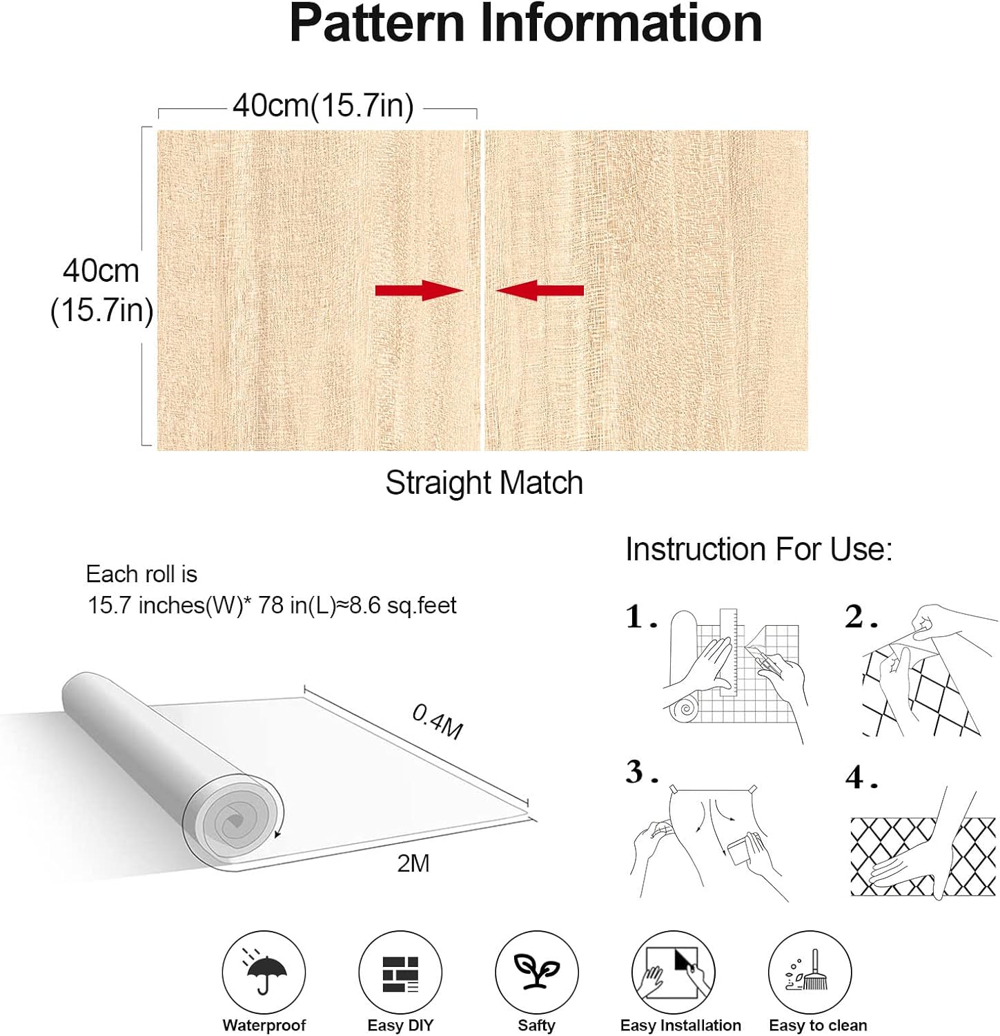 Papel adhesivo de grano de madera para despegar y pegar, papel tapiz para encimeras para gabinetes, papel tapiz de vinilo para cocina, papel de