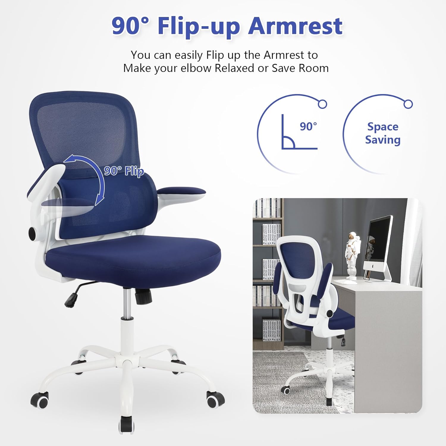 Silla de oficina ergonómica, silla de escritorio de oficina en casa con soporte lumbar, silla de trabajo para computadora con ruedas, silla
