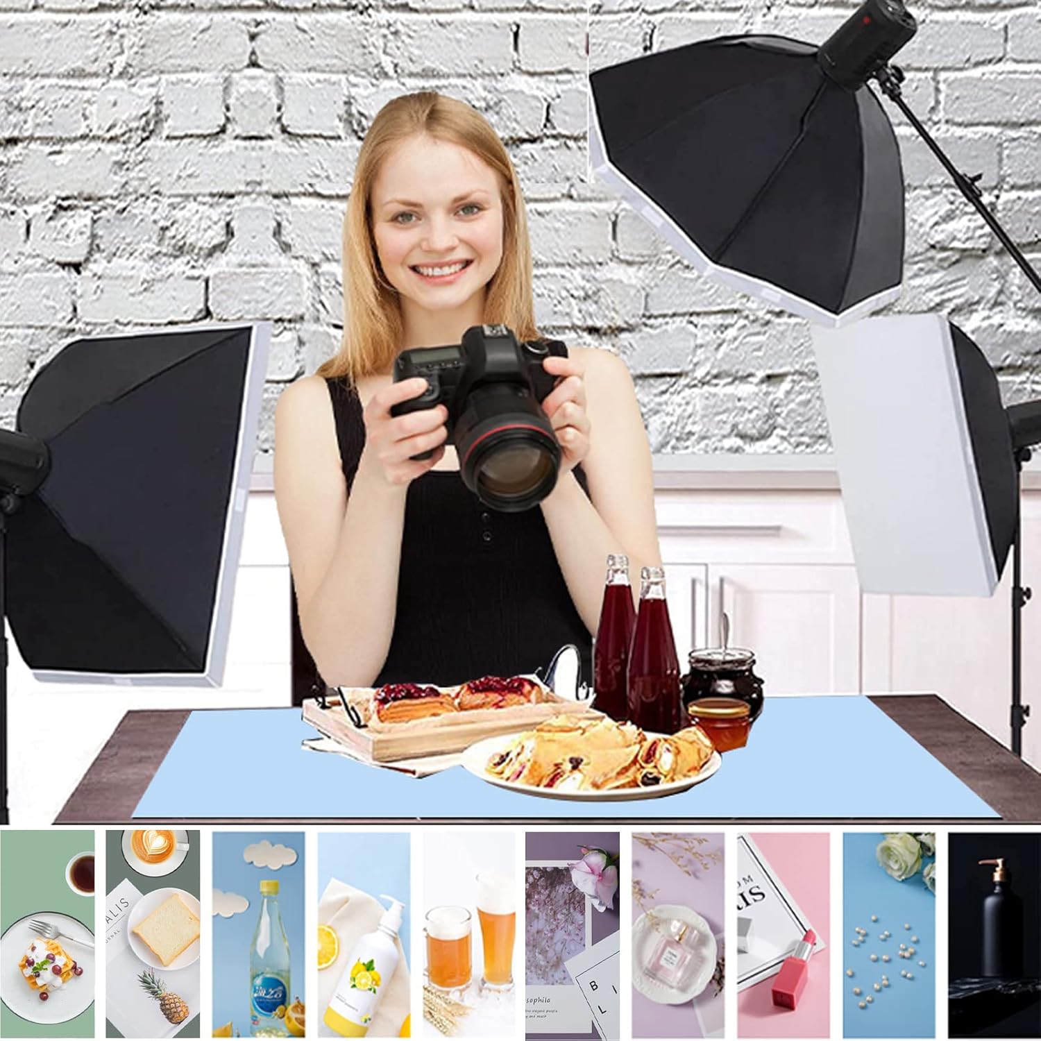 5 fondos de fotografía Morandi de 34 x 22 pulgadas, fondo de fotos de color sólido para alimentos, pastelería, joyas, cosméticos