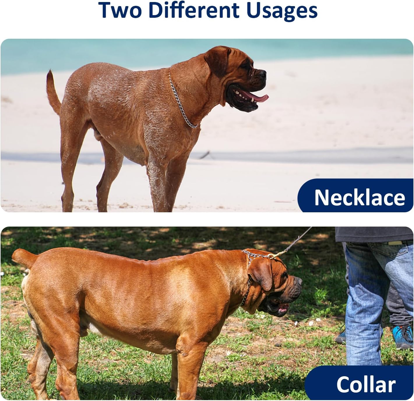 WePet Collar de cadena para perro, collar de estrangulamiento de eslabones cubanos, collar de entrenamiento ajustable, de acero inoxidable,