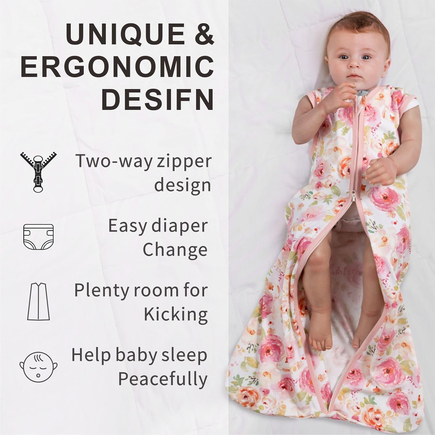 TOG 0.5 – Saco de dormir para bebé, de 0 a 6 meses, 100% algodón, cómodo, suave, sin mangas, ligero, con cremallera de 2 vías, para bebés