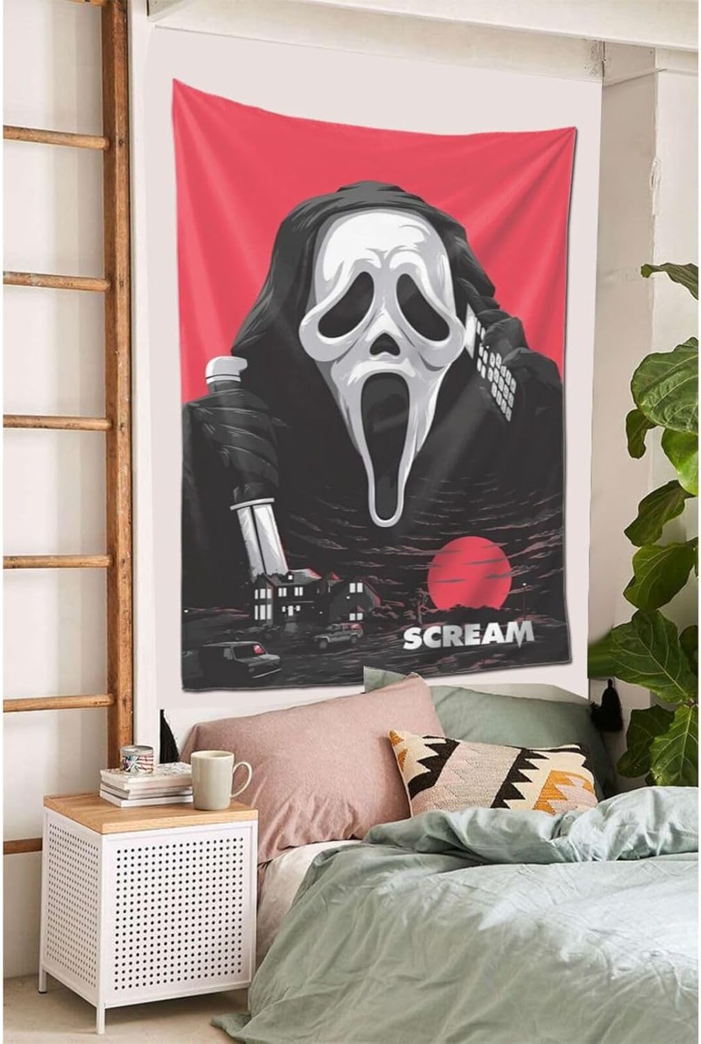Tapiz de película de terror con diseño de gritos para colgar en la pared, álbum de fotos, póster divertido para el hogar, decoración del hogar para
