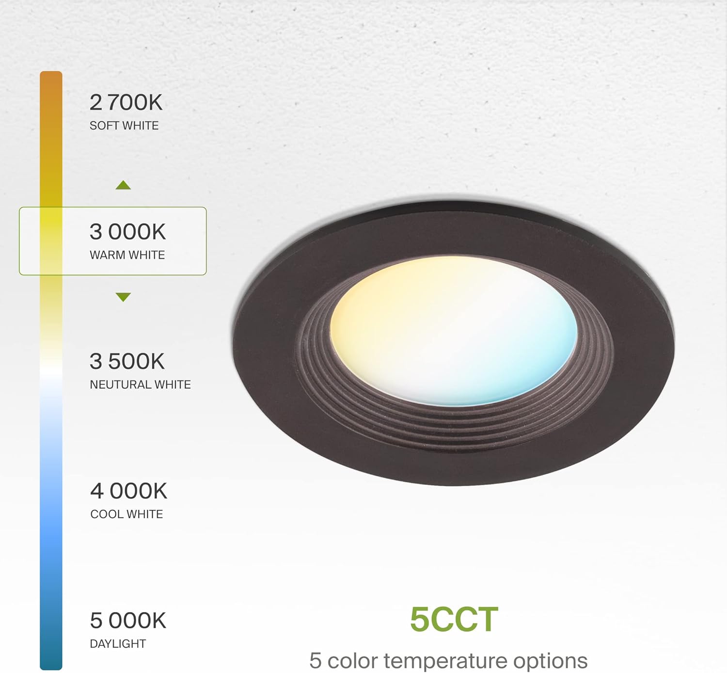 ASD Retrofit – Iluminación LED empotrable de 4 pulgadas, 9 W, 700 lúmenes, regulables, para techo, regulables, de 2700 K-5000 K, ajustable, CRI90,