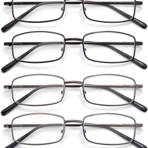 Paquete de 6 lentes de lectura ligeros de metal con bloqueo de luz azul, lentes de lectura con bisagra de resorte, antifatiga ocular Paquete de 6 lentes de lectura ligeros de metal con bloqueo de luz azul, lentes de lectura con bisagra de resorte, antifatiga ocular