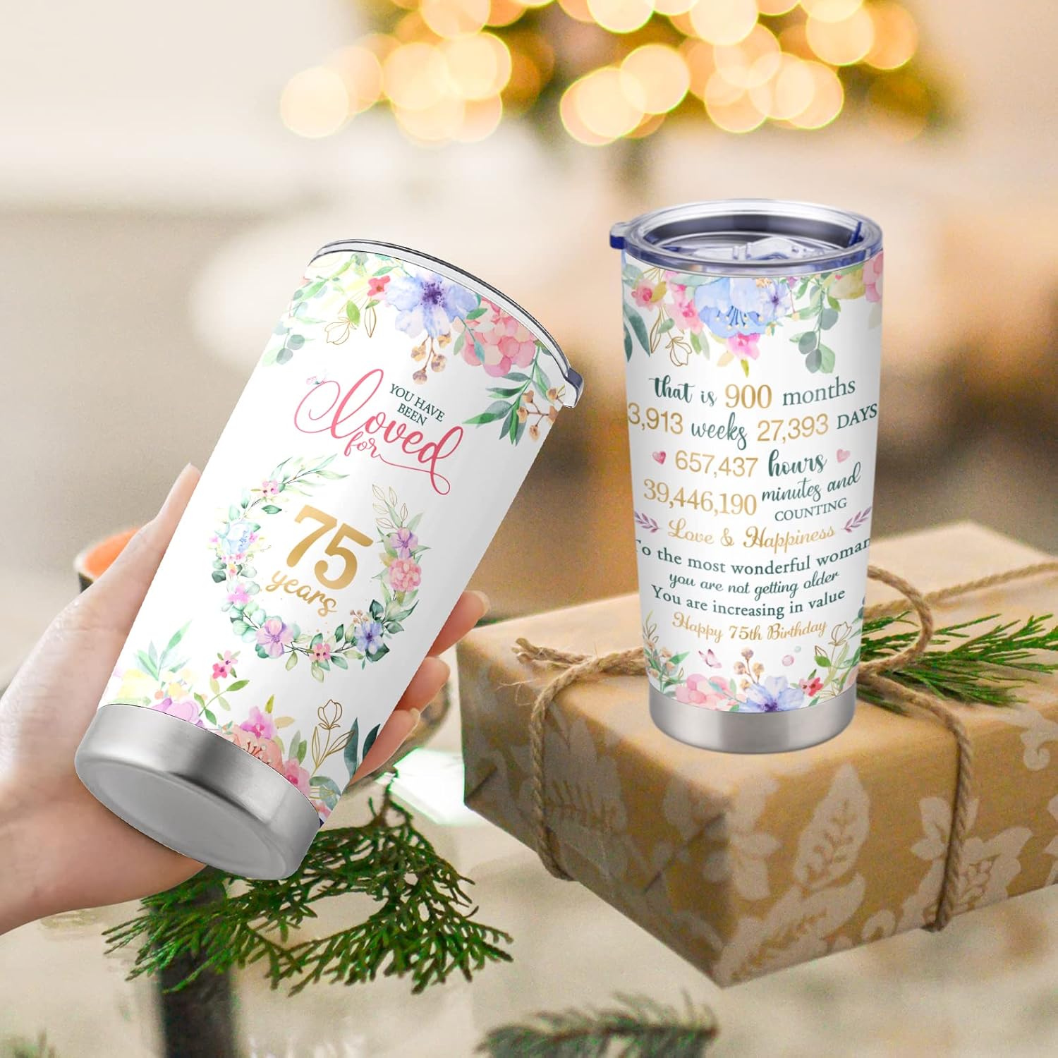 Regalos de cumpleaños 75 para mujeres, ideas de regalo de vaso de cumpleaños de 75 años, regalo de feliz cumpleaños de 75 años para mamá, abuela,