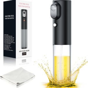 MISSOLO Pulverizador de aceite para cocinar, pulverizador eléctrico de aceite de oliva, pulverizador de aceite de vidrio de 6.8 fl oz, rociador de MISSOLO Pulverizador de aceite para cocinar, pulverizador eléctrico de aceite de oliva, pulverizador de aceite de vidrio de 6.8 fl oz, rociador de