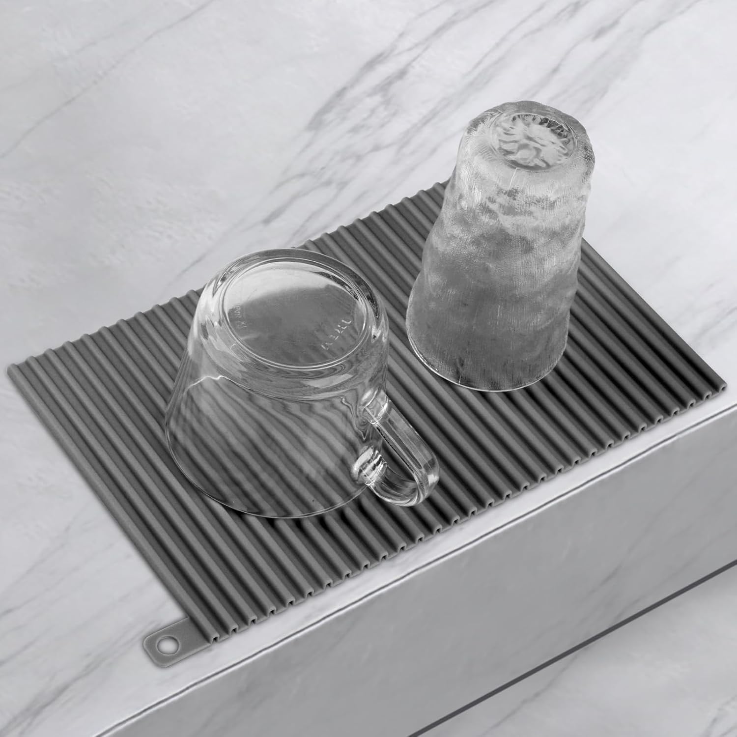 GeeRic Tapete de secado de platos, tapete de silicona resistente al calor de 12 x 7 pulgadas para encimera de cocina, tapete antideslizante para