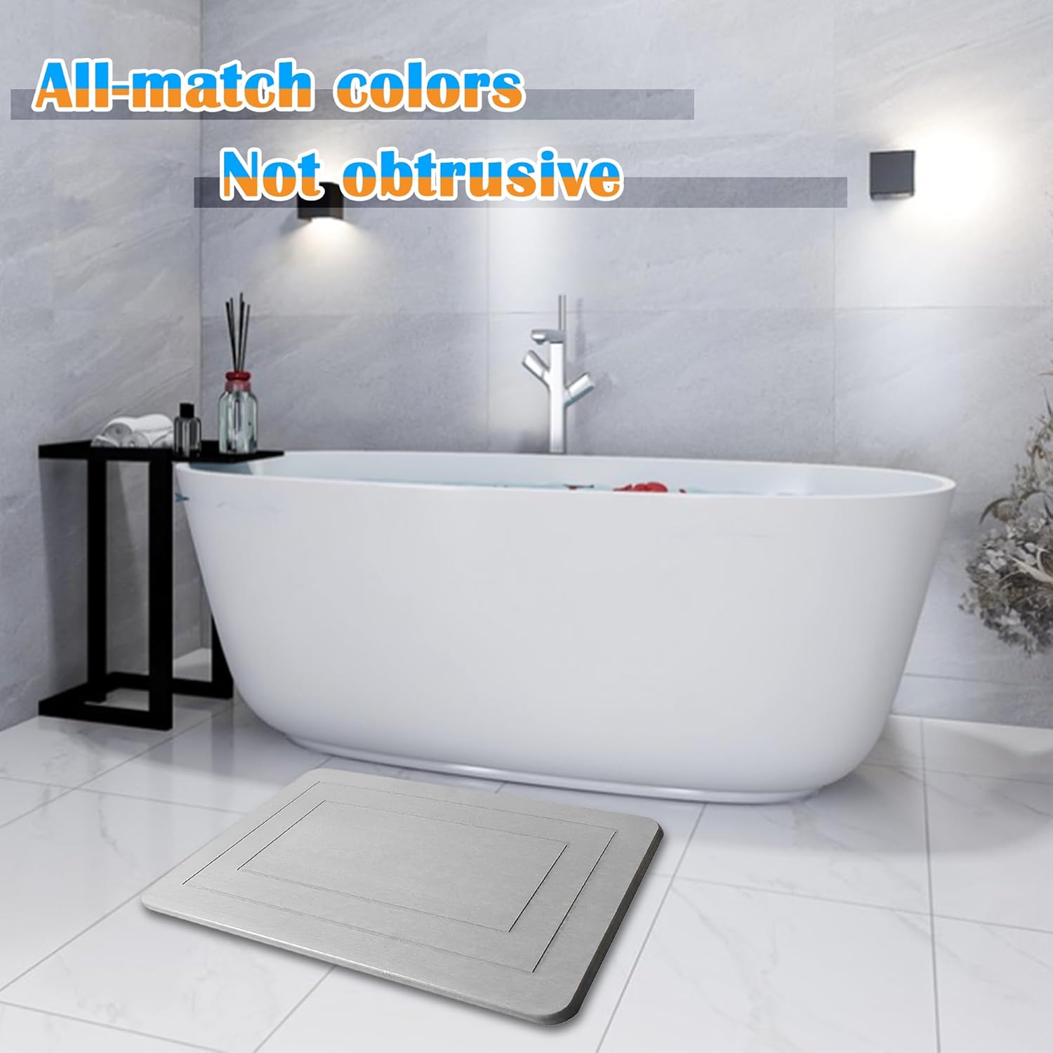 cosbur Tapete de baño de tierra de diatomeas, tapete de baño de piedra para baño, tapete antideslizante de secado rápido para encimera de cocina,