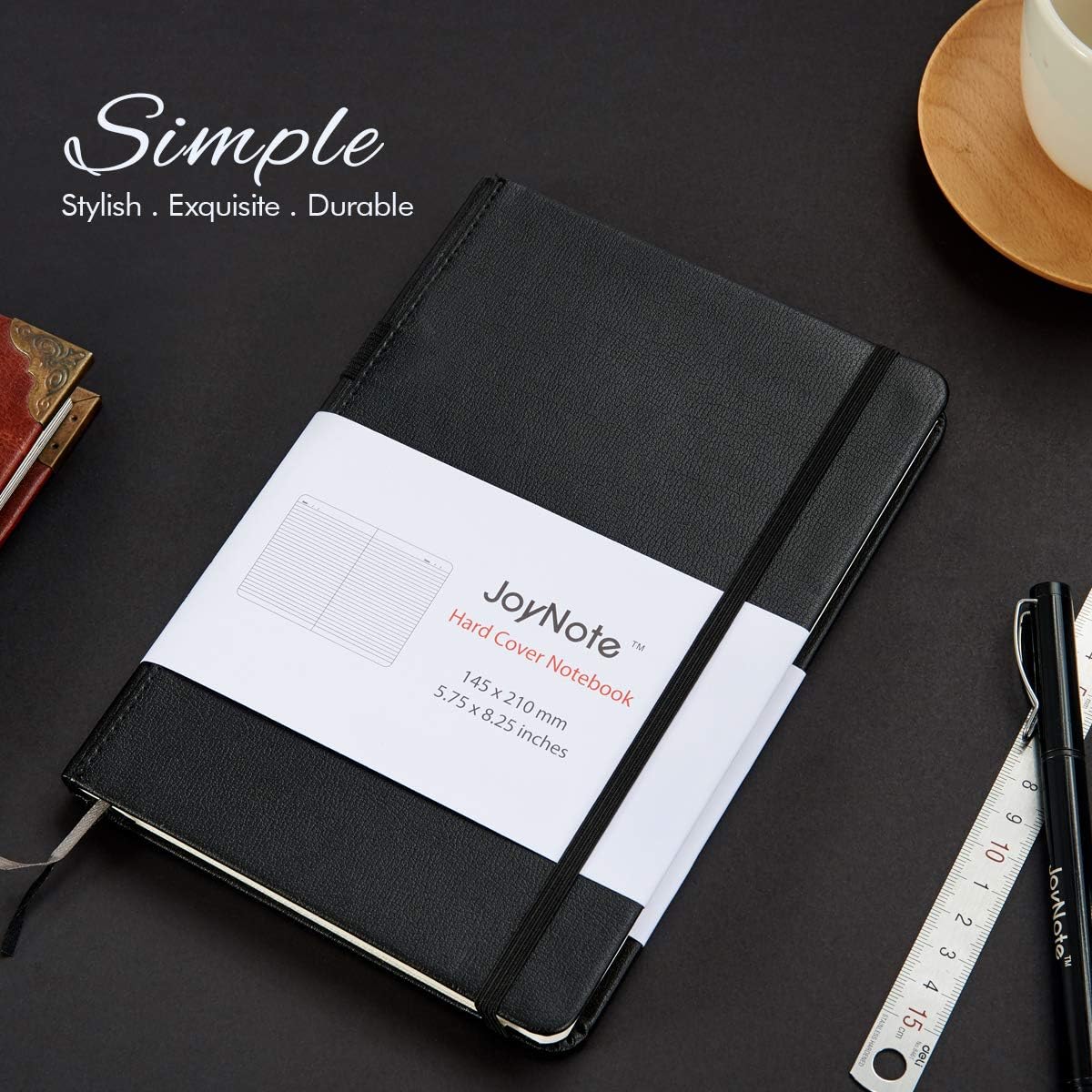Cuaderno A5 de tapa dura, diarios universitarios con bolsillo, cuaderno de escritura de cuero sintético de papel grueso premium con lazo para